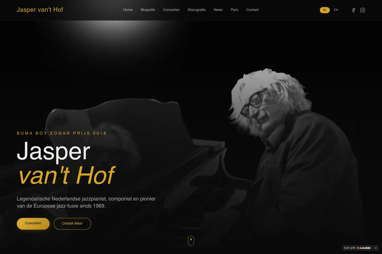 Künstler-Website für Jazzpianist Jasper van't Hof mit Online Marketing und SEO-Struktur