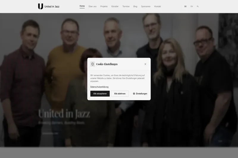 Musikplattform United in Jazz mit Webdesign und Online Marketing für Kulturprojekte aus Mainz